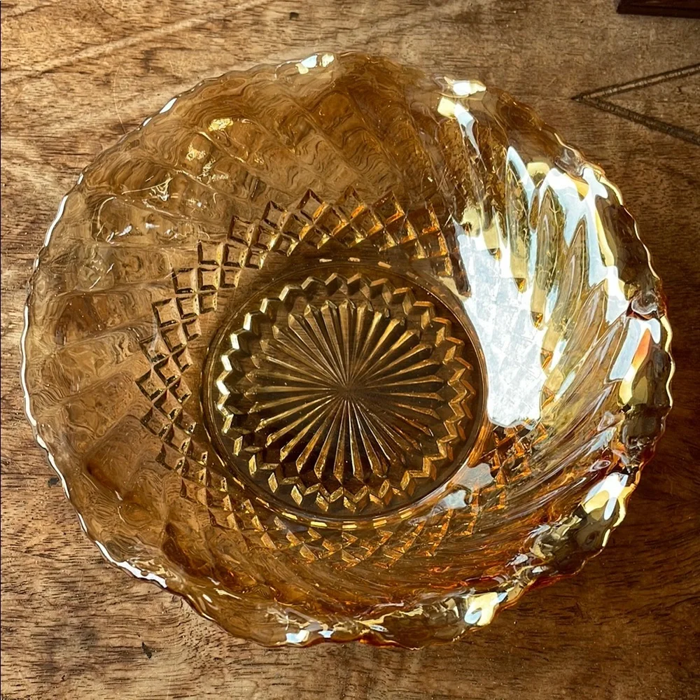 Amber Glass Decorative Bowl